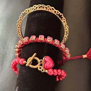 Elegant Gold and Red Bracelet Set